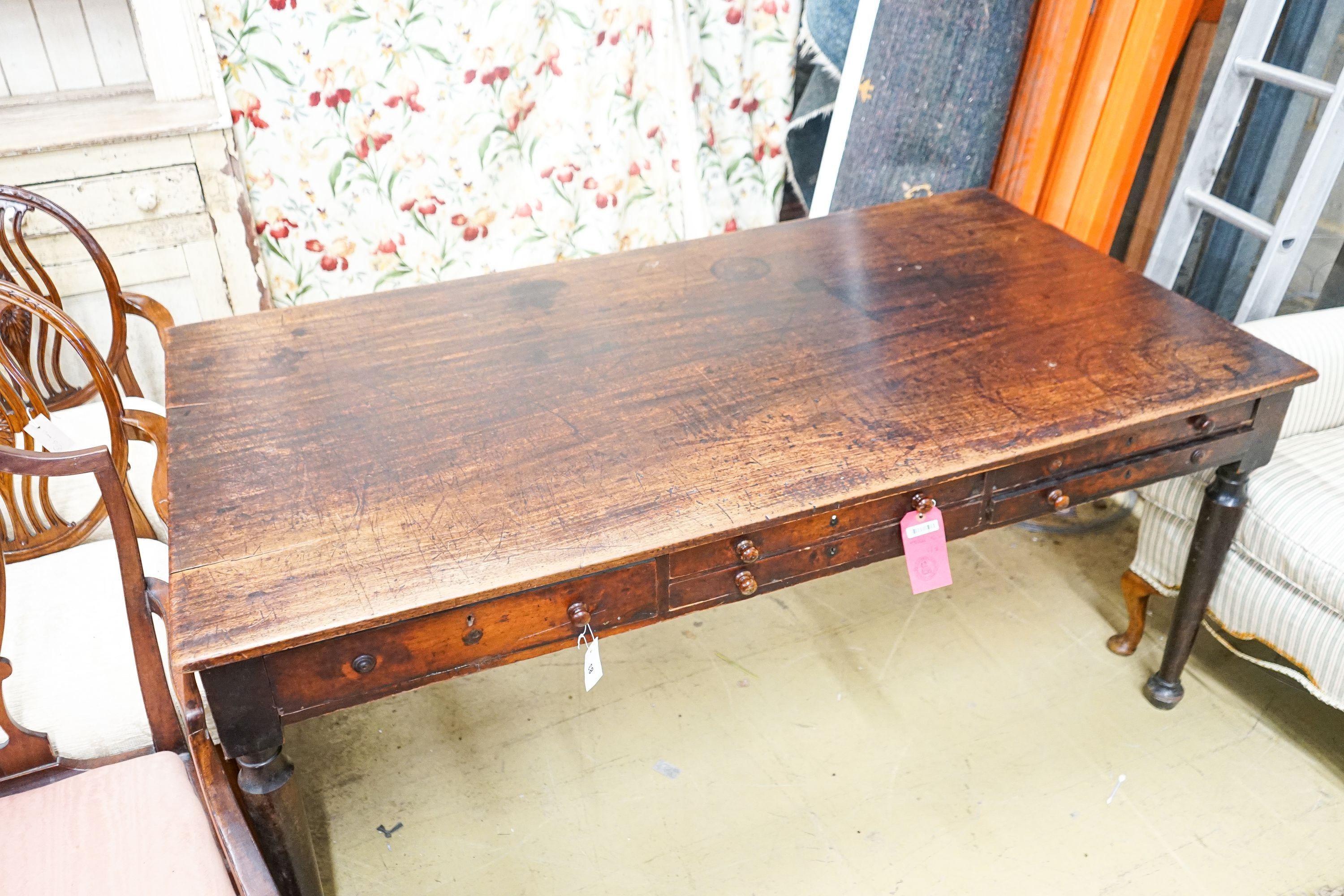 A Victorian mahogany library table from the Library of the Royal College of Surgeons, London, length 168cm, depth 90cm, height 74cm